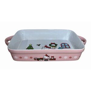 Hello Kitty Christmas Santa Pink/White 13x9 Ceramic Rectangle Baking Dish Sanrio